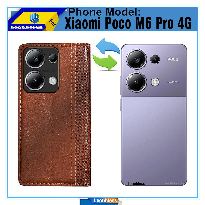Cover Pelle Pu Per Xiaomi SEAHAI Cover Per Xiaomi Poco M6 PRO 4G / Xiaomi Redmi Note 13 PRO 4G, Ultra Sottile Custodia Premium Pelle Portafoglio Kickstand Slot Per Schede [RFID Blocking