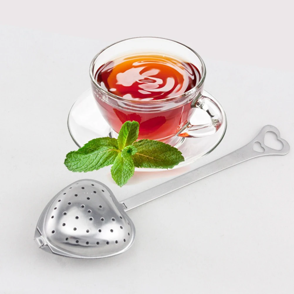 Tea Infuser 10pcs Handle Heart-shaped Tea Sink Tea Filter Long Grip Stainless Steel Mesh Heart Shaped Strainer Spoon Infuser Spoon