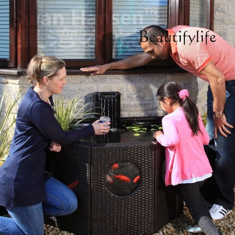 3001-40abcb.jpg Large Koi fish tank aquarium living room household floor tank ecological landscaping viewing pool outdoor