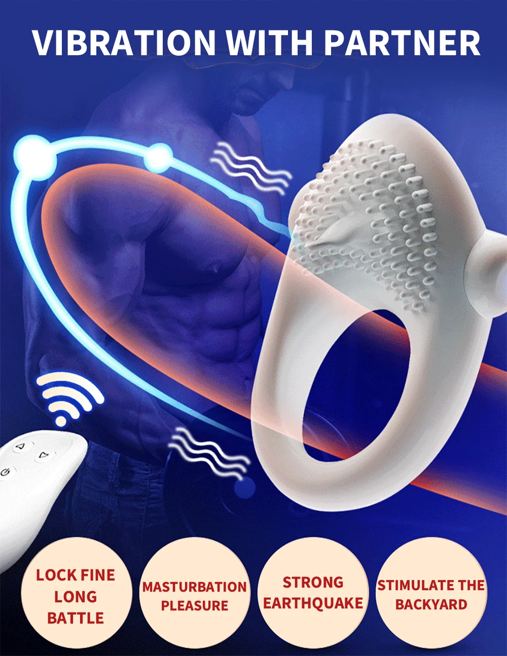 Wireless Remote Control Penis Ring For Men With Delay Function_voghion.com