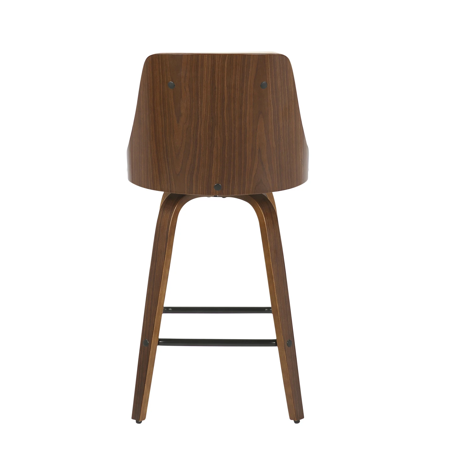 Gianna 26" Mid-Century Modern Counter Stool in Walnut with Cream Faux Leather by LumiSource - Set of 2 5