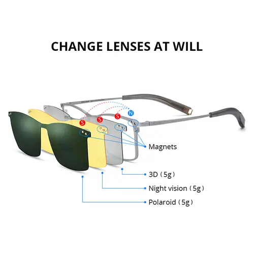FONEX Titanium Glasses Frame Men Square Magnet Clip Eyeglasses with 3D & Night Vision & Polarized Lens Japanese Eyewear 85760 - Image 4