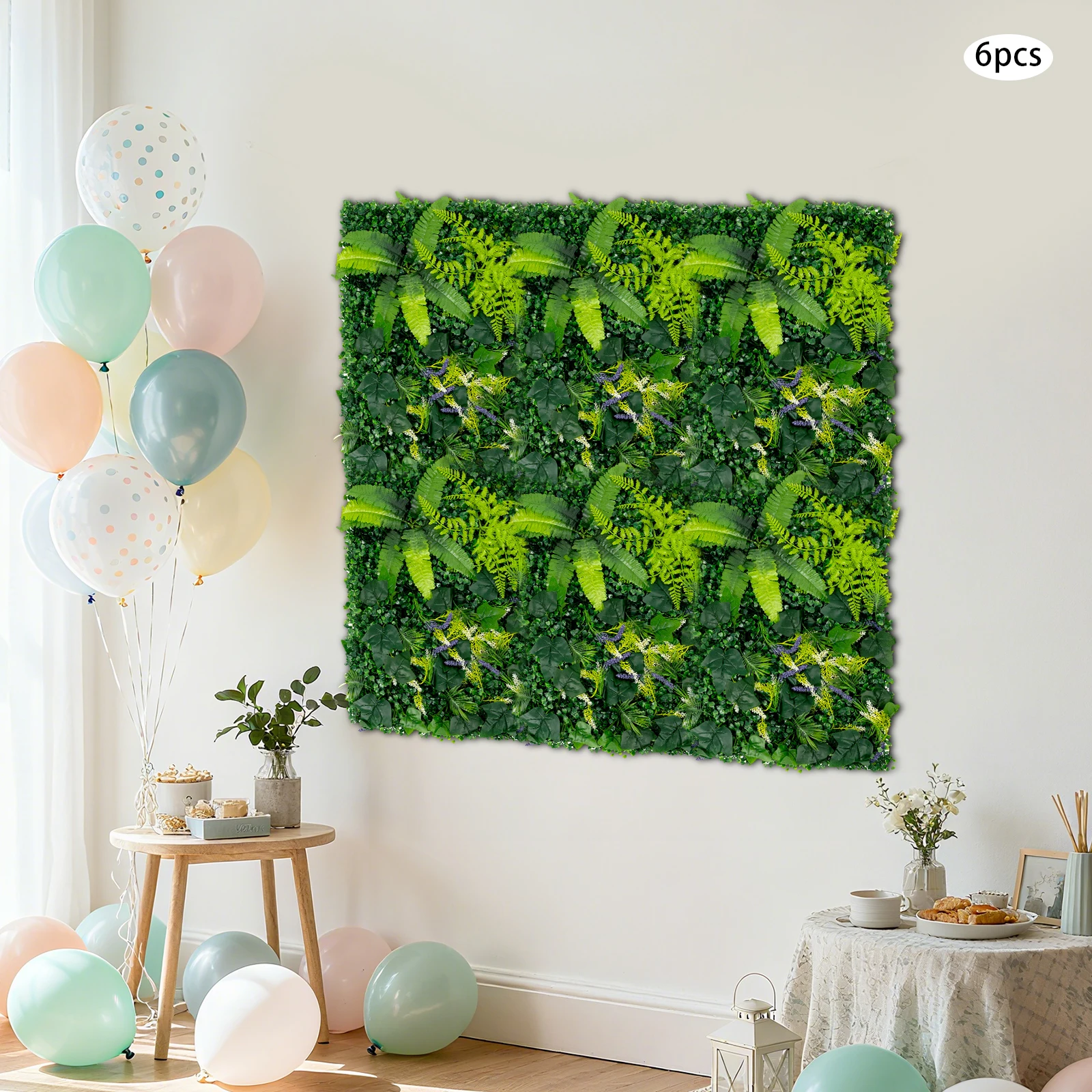 6 Stück Kunststoff-Simulationspflanzen als Wanddekoration, 40 x 60 cm, künstliche Gras-Hintergrundwand für drinnen und draußen – Detail 10