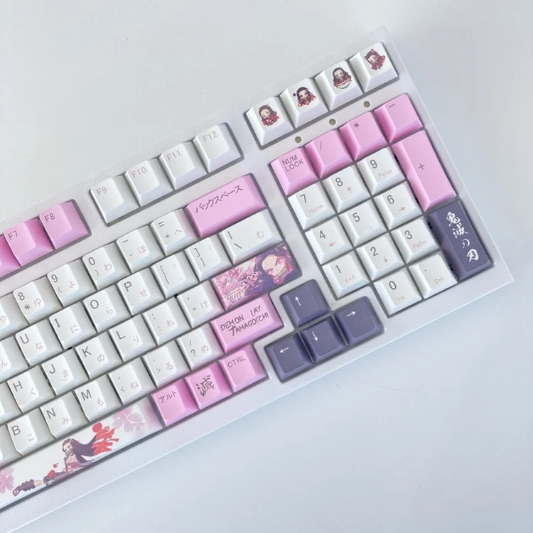 Chaves Demon Slayer Kamado Nezuko Keycaps Pbt Material Cereja Perfil Personalizado Keycap para mx Interruptor Teclado Mecânico 135 - Imagem 6