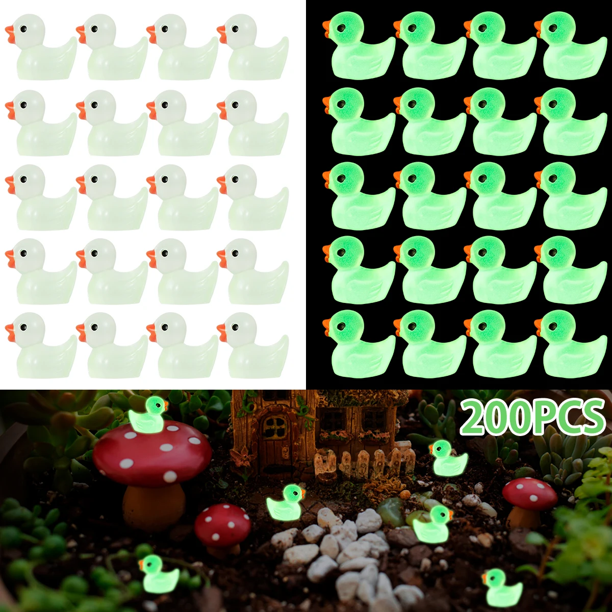 50-Piece Mini Resin Duck Figurine Set | Luminous Ducks With Hats For DIY Crafts, Cake Decor, Moss Landscapes & Miniature Displays