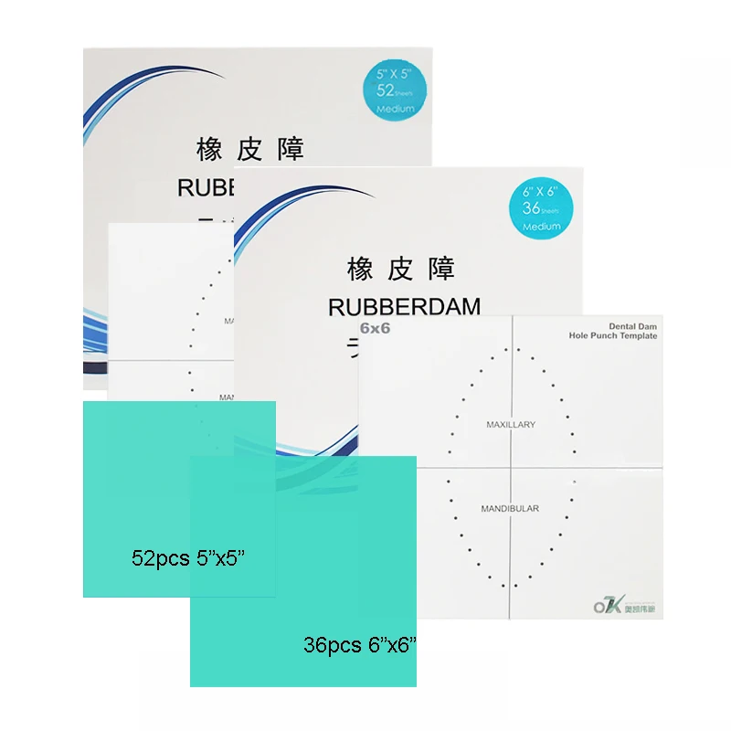 52pcs5x536pcs6x6NaturalRubberLatexDentalDamantiallergyNon
