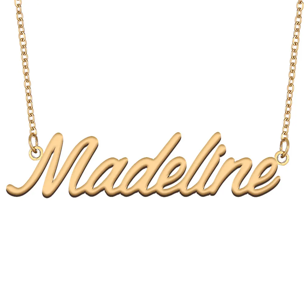 

Madeline Name Necklace for Women Stainless Steel Jewelry Gold Color Nameplate Pendant Collares Para Mujer Letters Choker