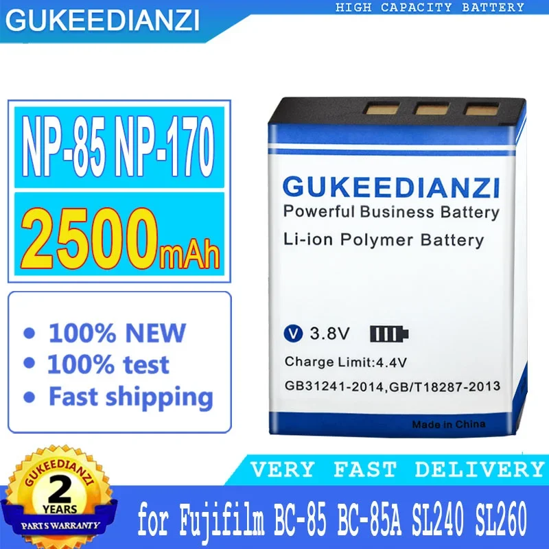

Аккумулятор GUKEEDIANZI для Fujifilm, NP-85, BC-85A, для FinePix S1, SL240, SL260, SL280, SL300, SL305, SL1000, 2500 мАч