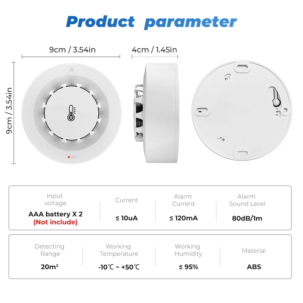 Smoke Alarm Tuya WiFi Smoke Alarm Temperature and Humidity Sensor Smoke Detector Fire Protection Alarm Smokehouse Combination Firefighters