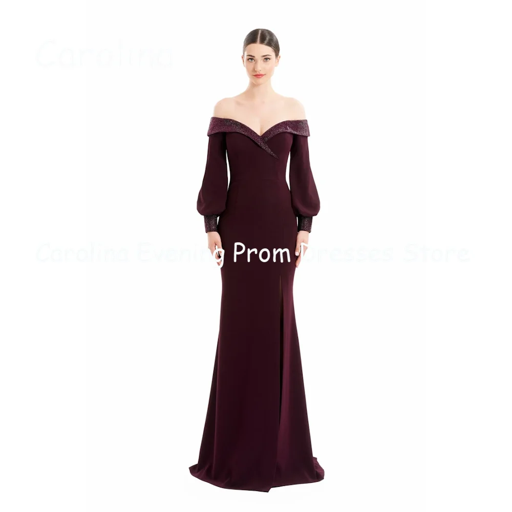 

Carolina Satin Mermaid Off-the-shoulder Floor-length Arab Prom Gown Saudi Evening Formal Elegant Party Dress for Women 2023