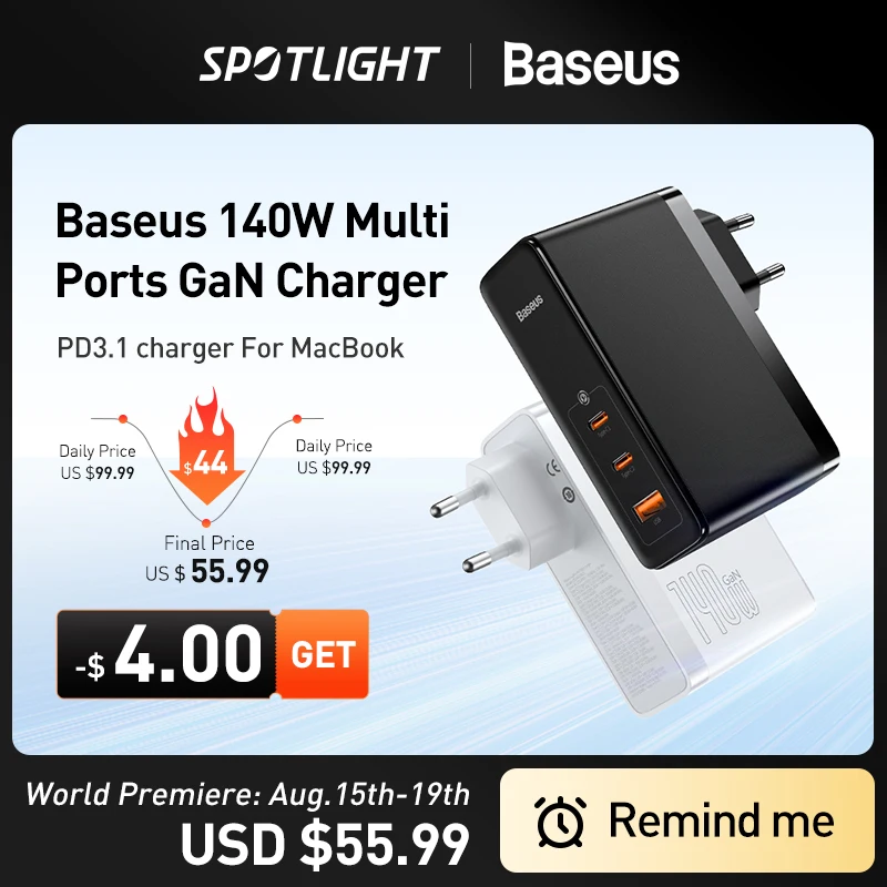 Baseus 140w Gan Charger Pd3.1 Fast Charging For Macbook - Mobile Phone Chargers - AliExpress - Апрельский топ товаров с Али