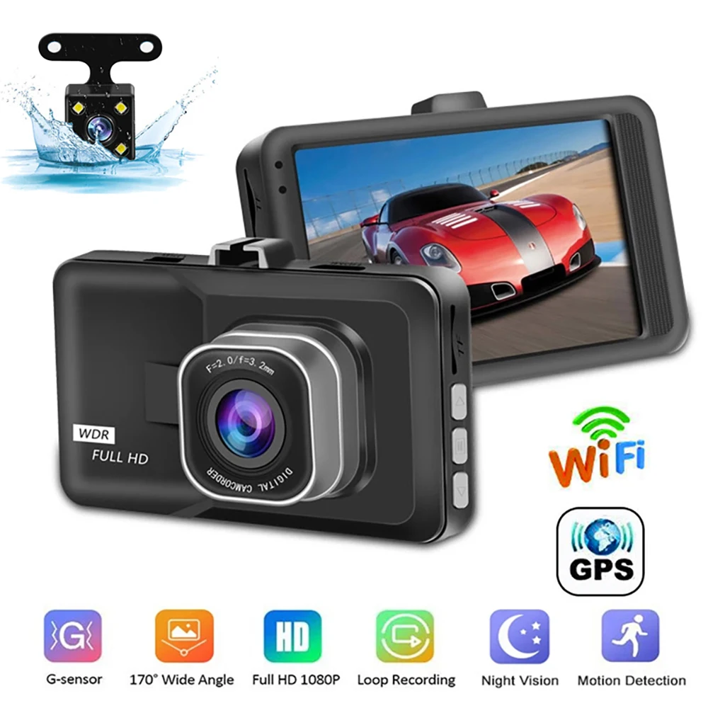 

Видеорегистратор автомобильный, Wi-Fi, Full HD, 1080P, с ночным видением