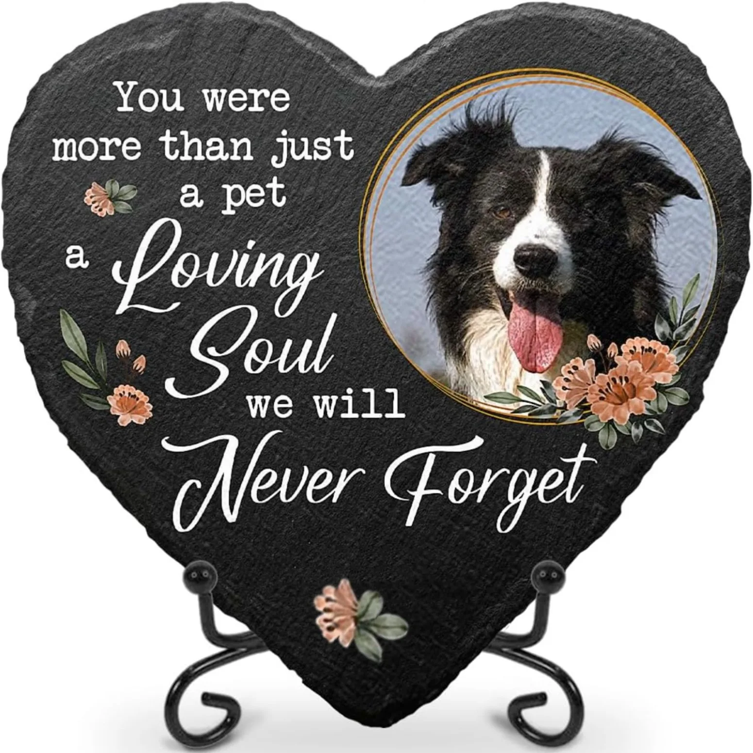 Pet Memorial Tombstone Slate Personalized Words Dog Cat Photos Date and Names Garden Stone Grave Marker Plaque