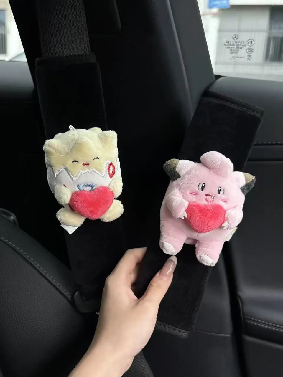 자동차 안전벨트용 부드러운 어깨 벨트 커버, 질식 방지, 귀여운 유니버설 사계절 여성용 스타일 자동차 액세서리