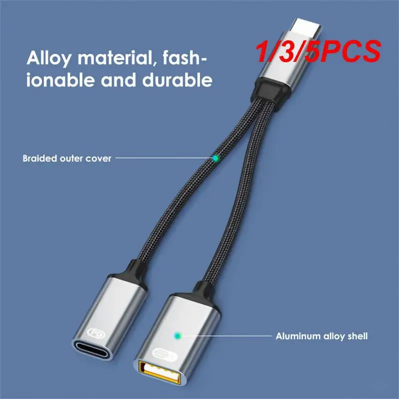 

1/3/5PCS 2 in 1 USB C OTG Cable Adapter Type-C Male to USB-C Female 30W PD Fast Charging with USB Splitter Adapter For Laptop