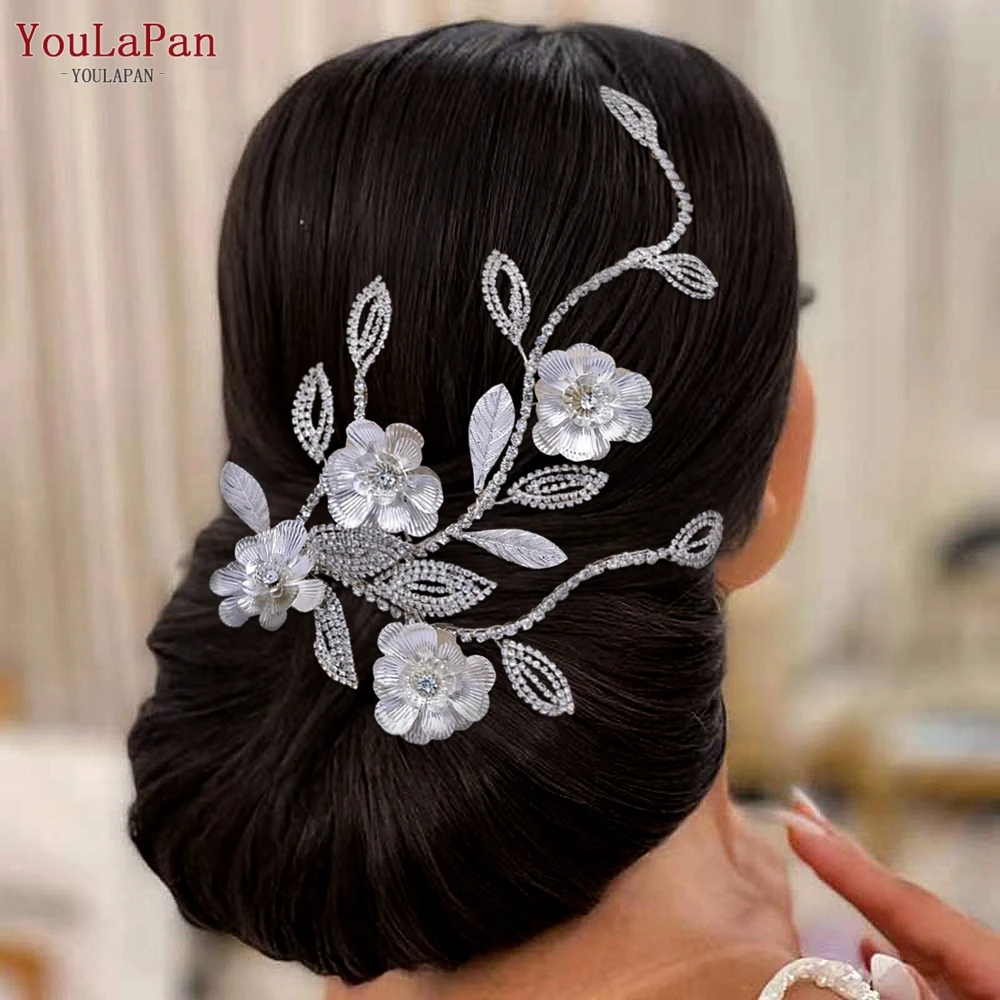 

TOPQUEEN Wedding Hair Comb Bridal Woman Hair Accessories Alloy Flower Leaf Bride Headpiece with Comb Wedding Headdress HP570