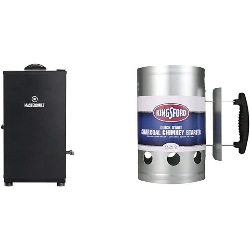 

Black & KINGSFORD Heavy Duty Deluxe Charcoal Chimney Starter, Silver Digital Electric Smoker, 30",