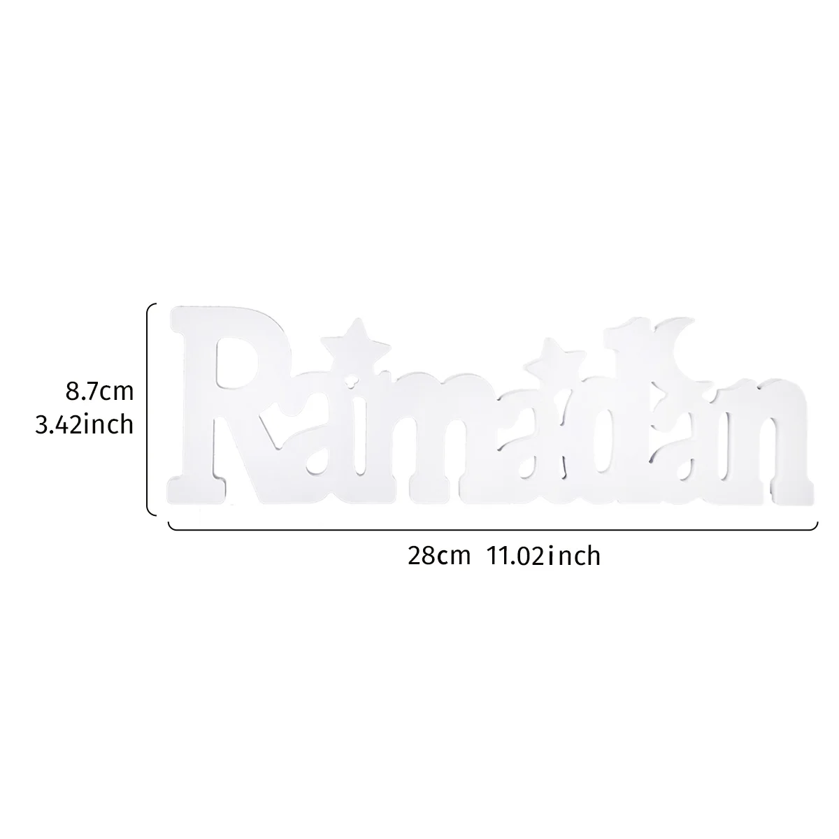 1PC, modern and simple design, white snowflake board material, star and moon Ramadan letter decorative item
