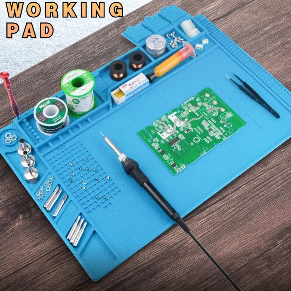 Electronic repair pad soldering station mat soldering work mat ESD Heat Resistant 932℉ Soldering Mat Job Tools Computer Phone Repair Kit Working Repair Pad Heatresistant Maintenance Platform