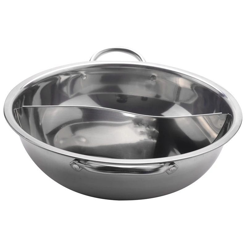 28Cm Hot Pot Twin Divided Stainless Steel Cookware Compatible Soup Stock Pots Home Kitchen