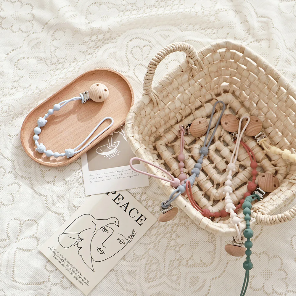Pacifier Chain Pacifier Clip Pacifier Accessories Baby Anti-drop Chain Pacifier Clips Silicone Beads Infant Nipple Appease Soother Chain Clips Dummy Holder Nipple Clip