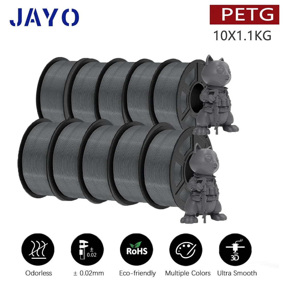 thumbnail image 1 of Filamento PLA/PLA Meta/PETG/PLA PLUS/PLA mate para impresora 3D JAYO de 1,75 mm, 10 rollos, materiales de impresión 3D para impresora 3D y bolígrafo 3D, 1 of 5