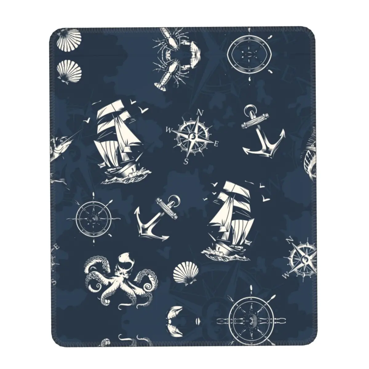 Tappetino Per Mouse Da Gioco Vintage Simbolo Nautico Base In Gomma Lockedge Mousepad Office Laptop Computer Sailor Anchor Compass Mouse Pad