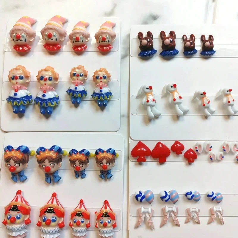 귀여운 광대 서커스 토끼 나비 넥타이 3D 네일 아트 장식 실리콘 몰드 네일 아티스트를 위한 투명한 개그 선물
