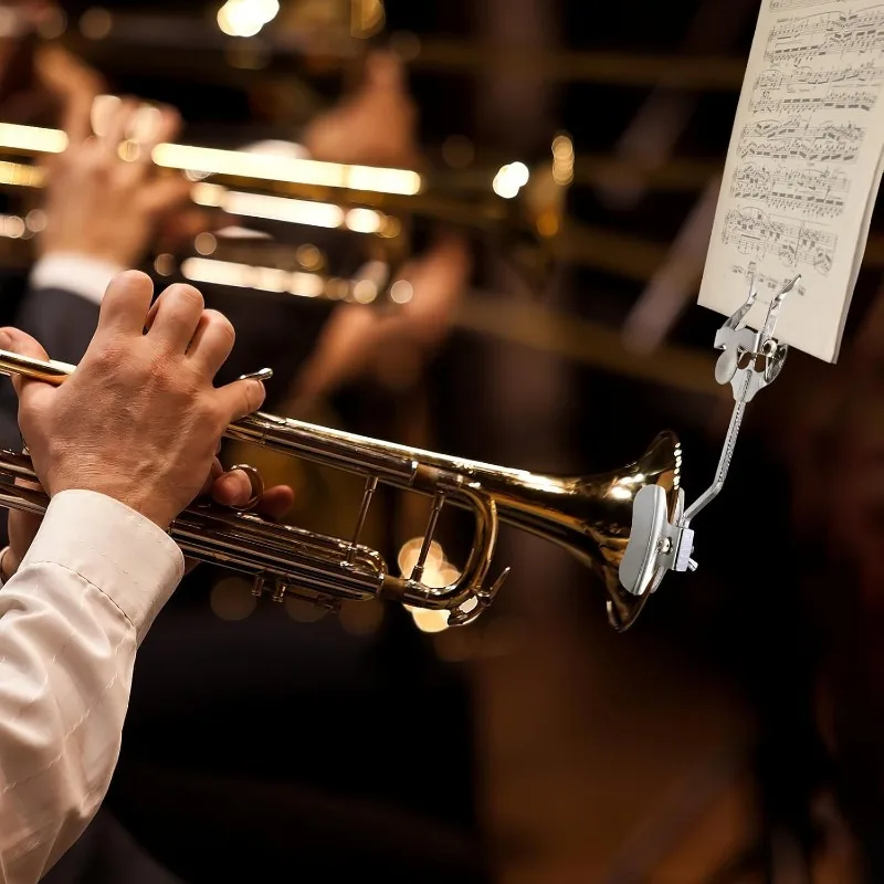 Small Trombone Score Clip Silver Holder Suitable for Musicians, General Instrument Accessories Are Convenient and Practical