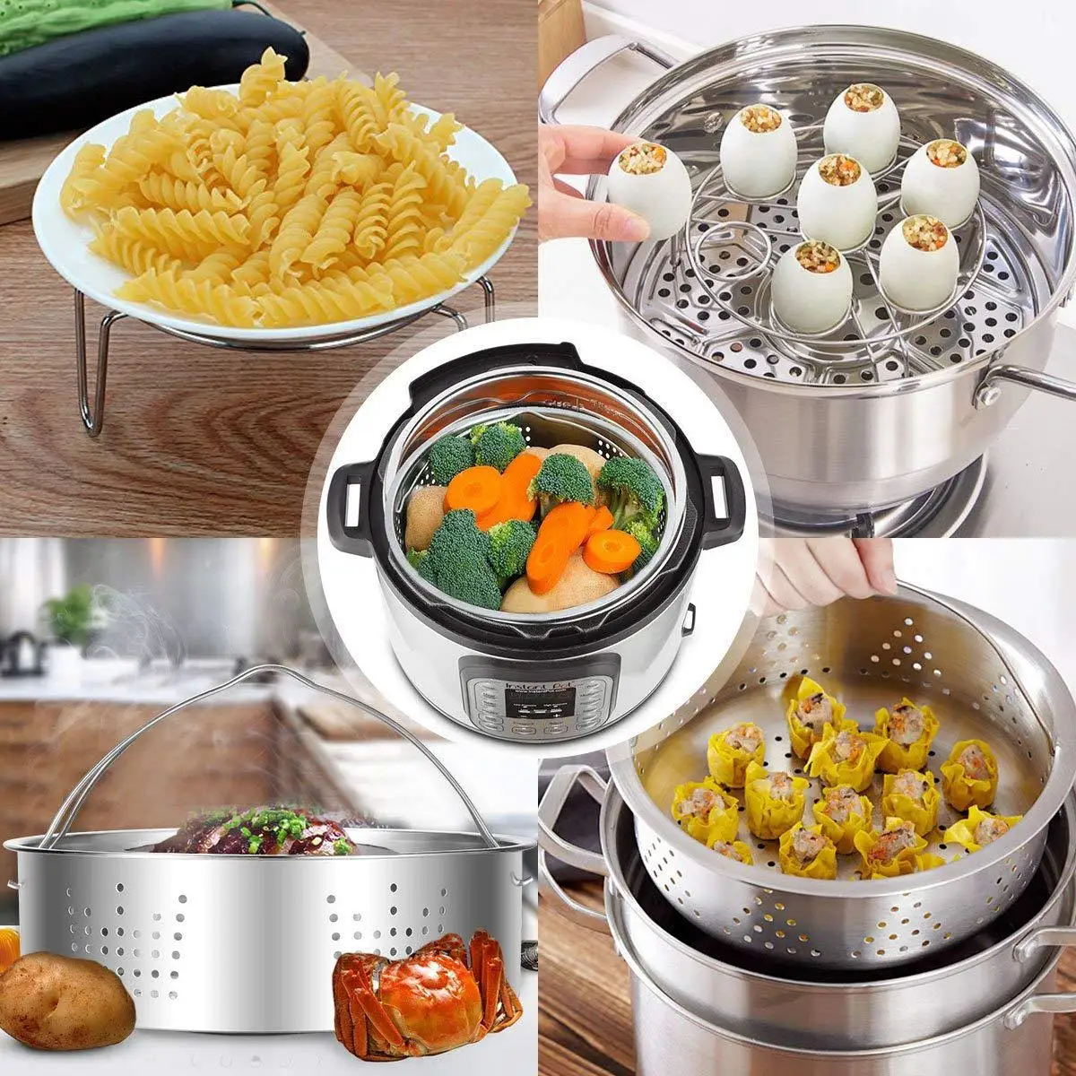 Accessories for Instant Pot Steamer Basket Egg Steamer Rack Non-stick Springform Pan Dish-Clip Pressure Cooker steamer rack,steamer basket