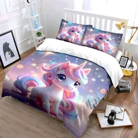 Ensemble de jouets licorne pour enfants, plusieurs tailles, pour chambre d'enfant et d'adulte, magnifique ensemble de literie 3 pièces, cadeau 6