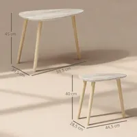 Homcom Lot de 2 Tables basses Table gigogne moderne Tables d'appoint Pieds en bois de pin pour salon chambre Naturel 3