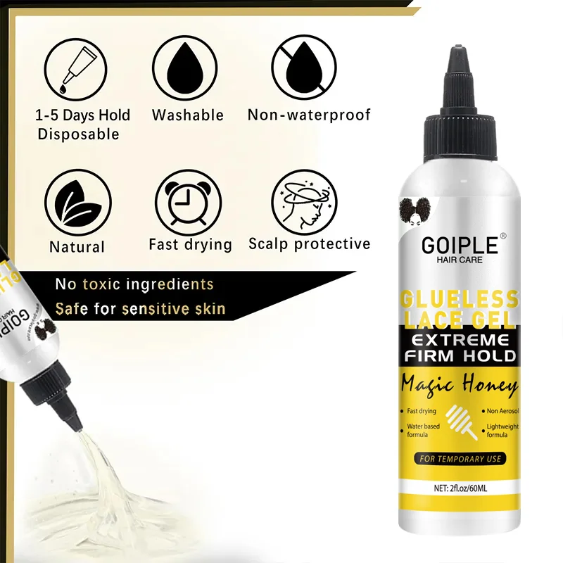GOIPLE 2fl.oz Fast-Drying Washable Lace Gel for Extreme Firm Hold with Natural Finish