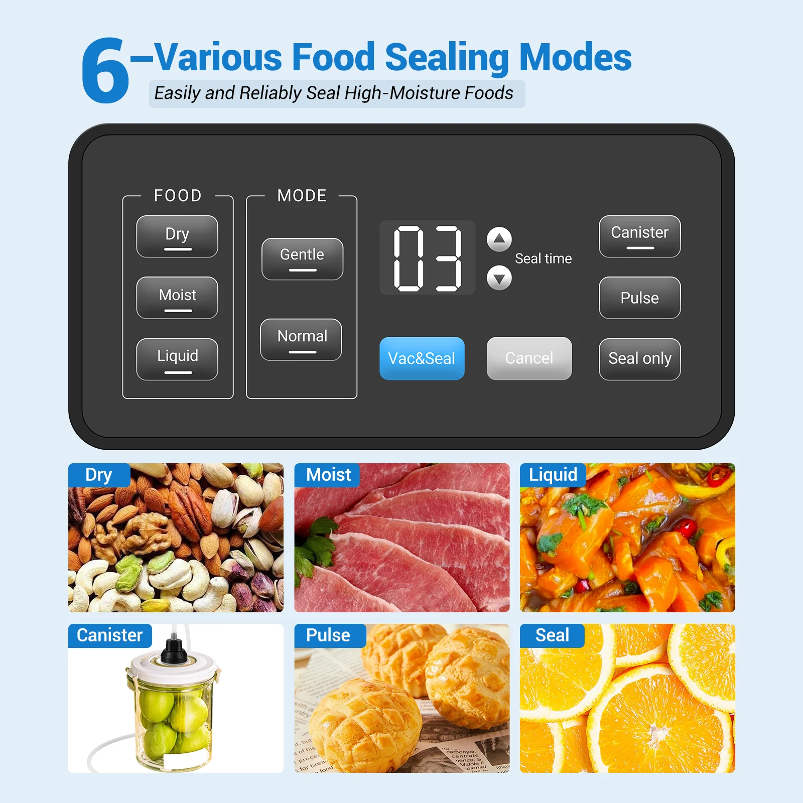 INKBIRD INK-VS04 Large Vacuum Sealer Dry/Wet/Liquid Food Sealed Packaging Kitchen Food Storage Seal Built-In Cutter&Storage Bags bag sealer food vacuum sealer