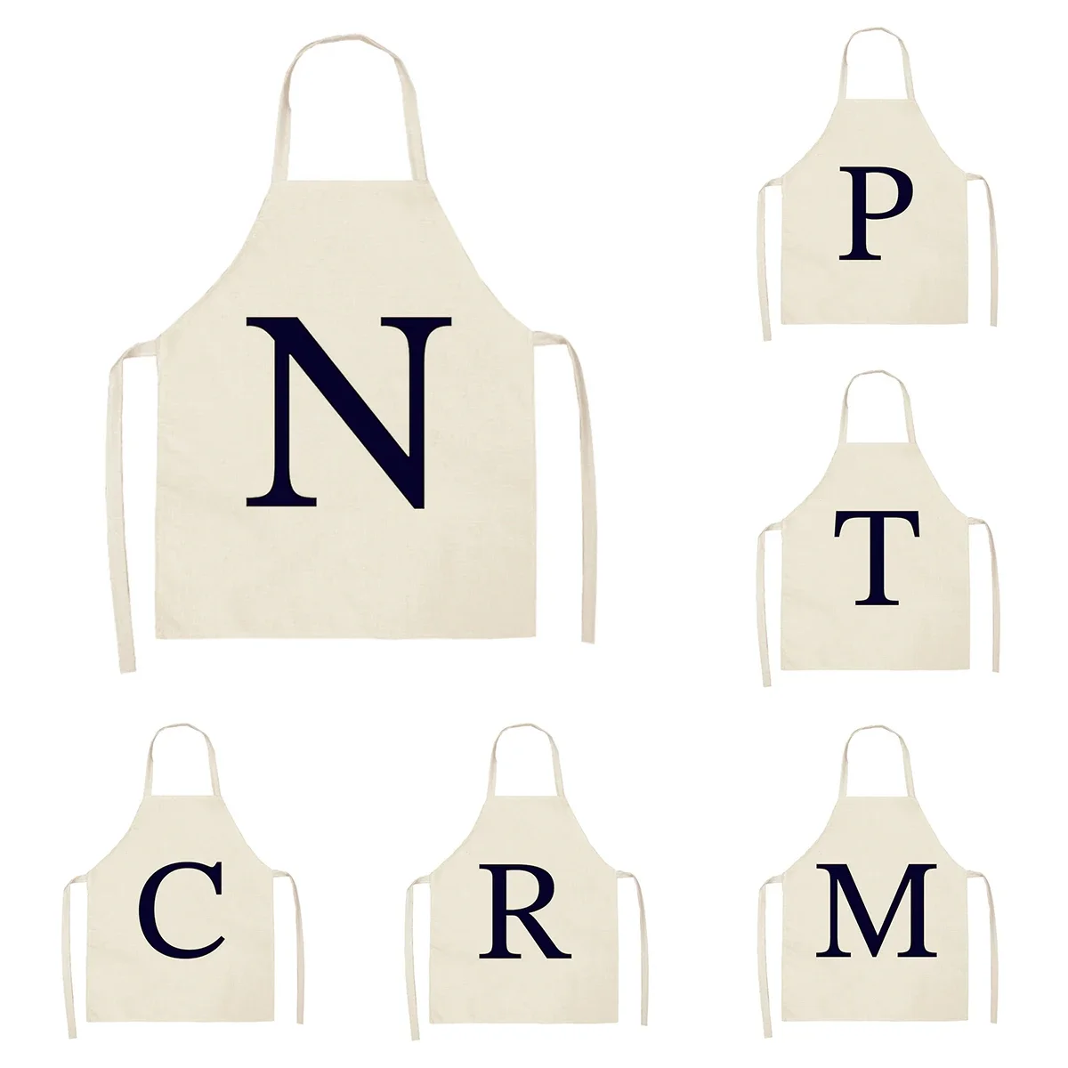 

Home wreath Letter Pattern Apron Women Men child Linen Stain Resistant Apron Cooking Household Cleaning Tool Kitchen Utensils