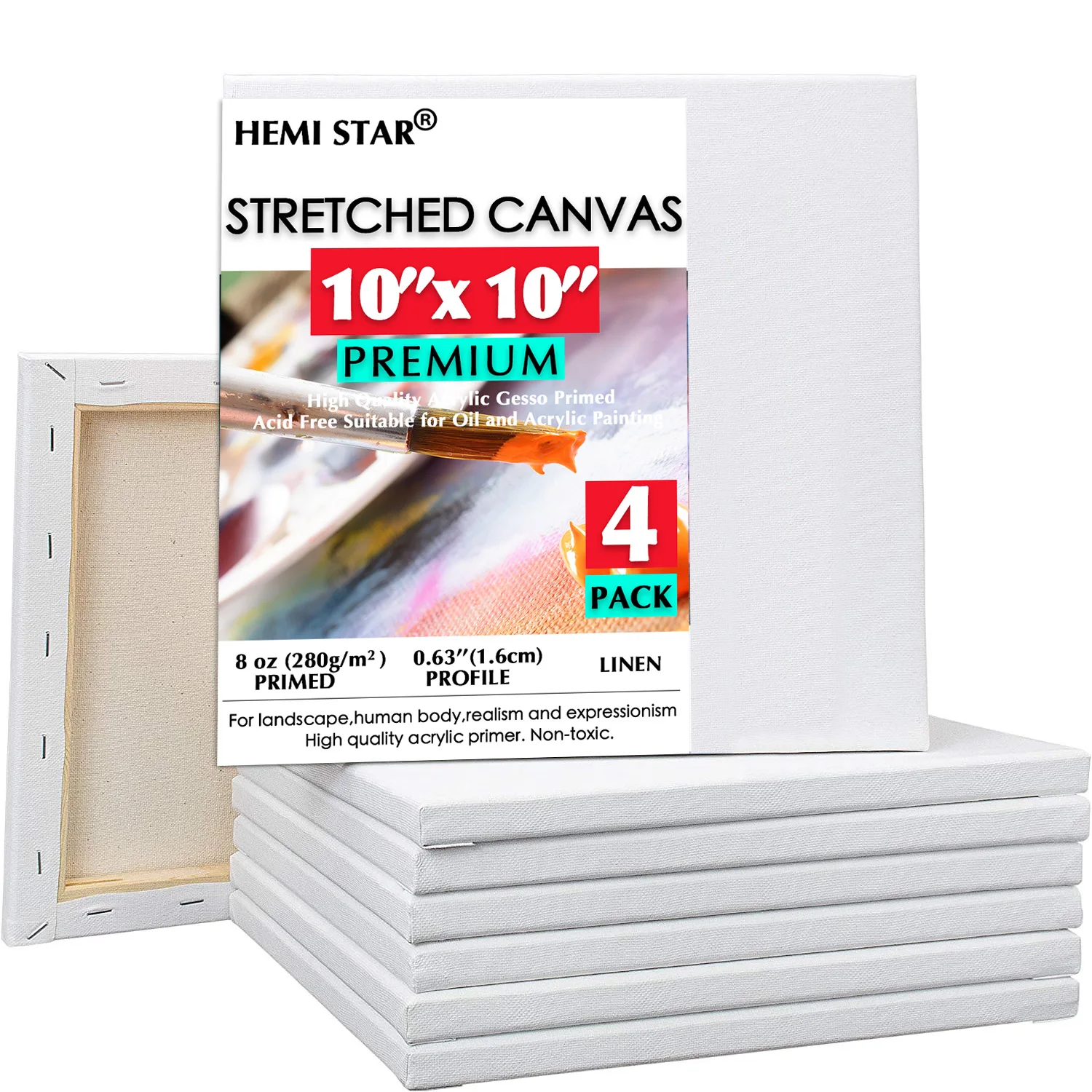 Pack of 4 Stretched Canvases for Painting Primed White 100% Cotton Artist  Blank Canvas Boards for Painting 8 oz Gesso-Primed - AliExpress