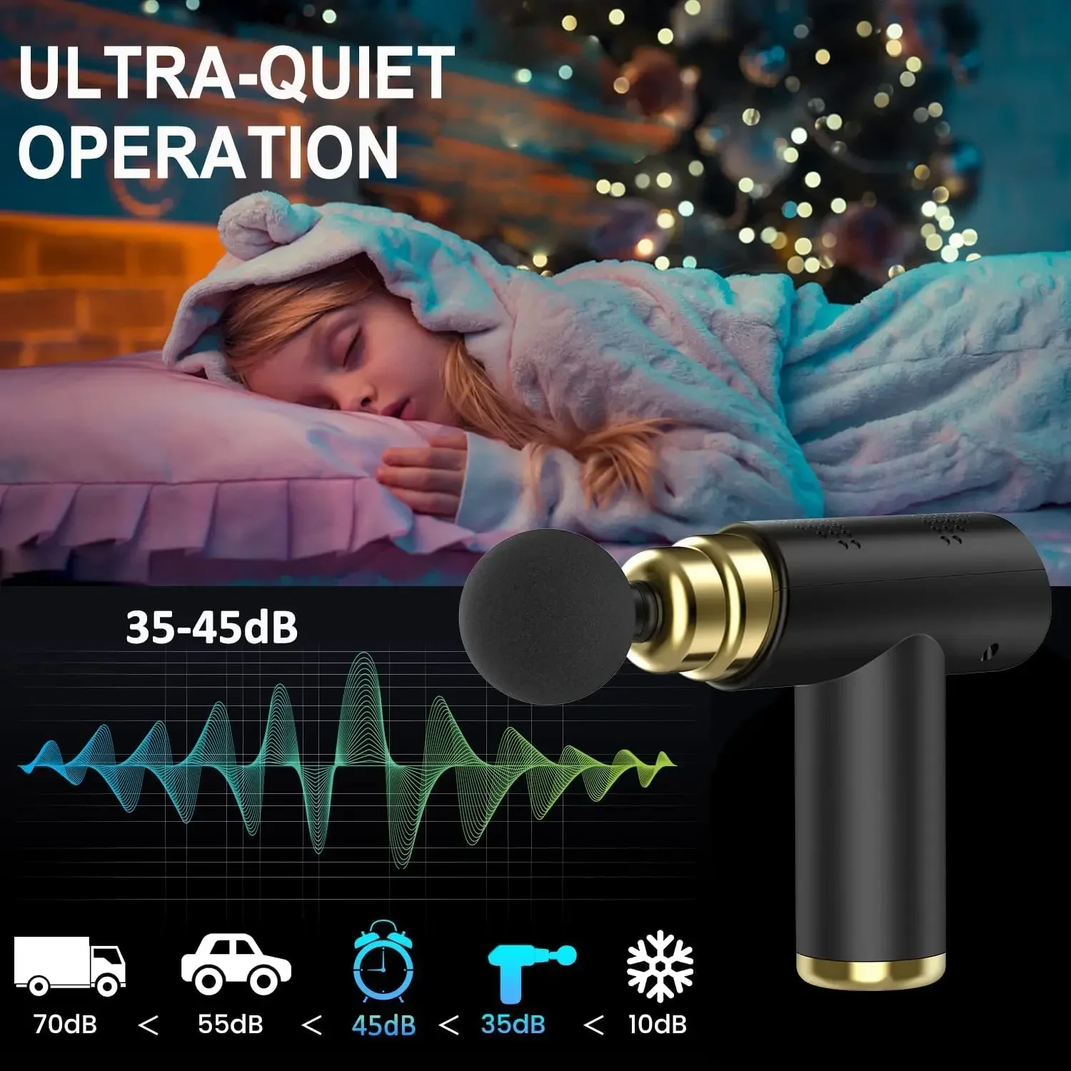 Fascia Gun,Portable 6 Speeds Massage Gun,4 Heads Deep Tissue,Mini Fascia Vibration Muscle Massager,Shoulder Back Pain Relief