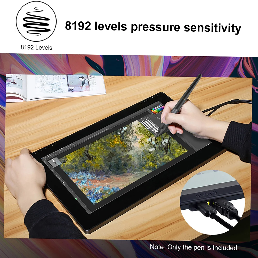 Rechargeable Stylus Pen With 8192 Pressure Levels For Bosto Tablet_voghion.com