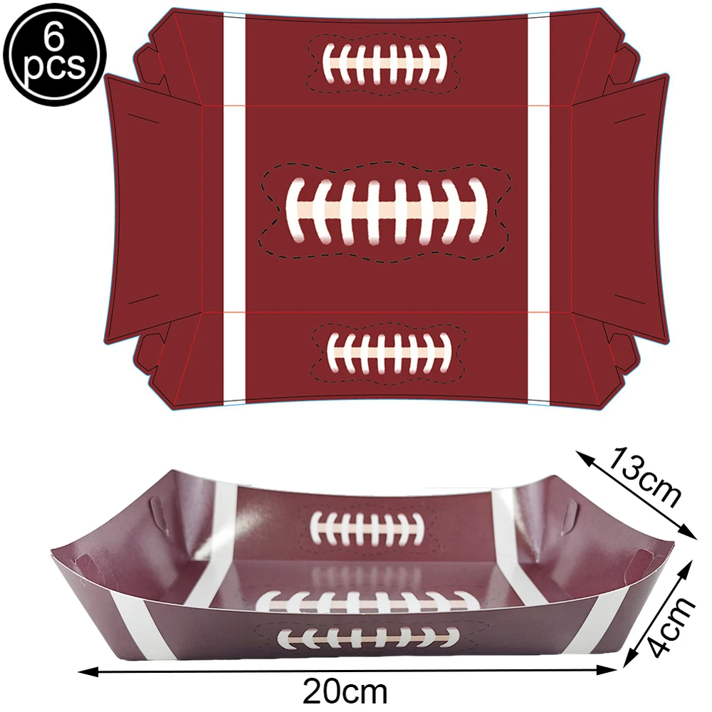 Sports Themed Party Snack Trays - Disposable Paper Food Boats for Soccer Rugby Football Baseball and Basketball Celebrations