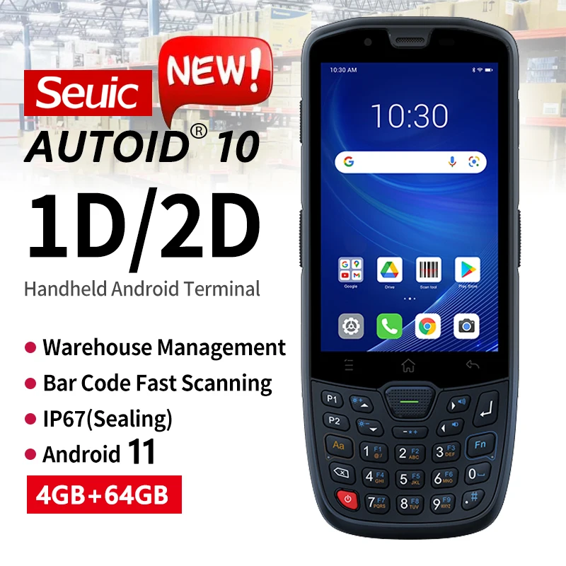 

Android 11 OS 4GB 64GB Handheld Data Terminals POS Termina SEUIC AUTOID10 Android PDA with Barcode Scanner PDF417 QR Code Reader