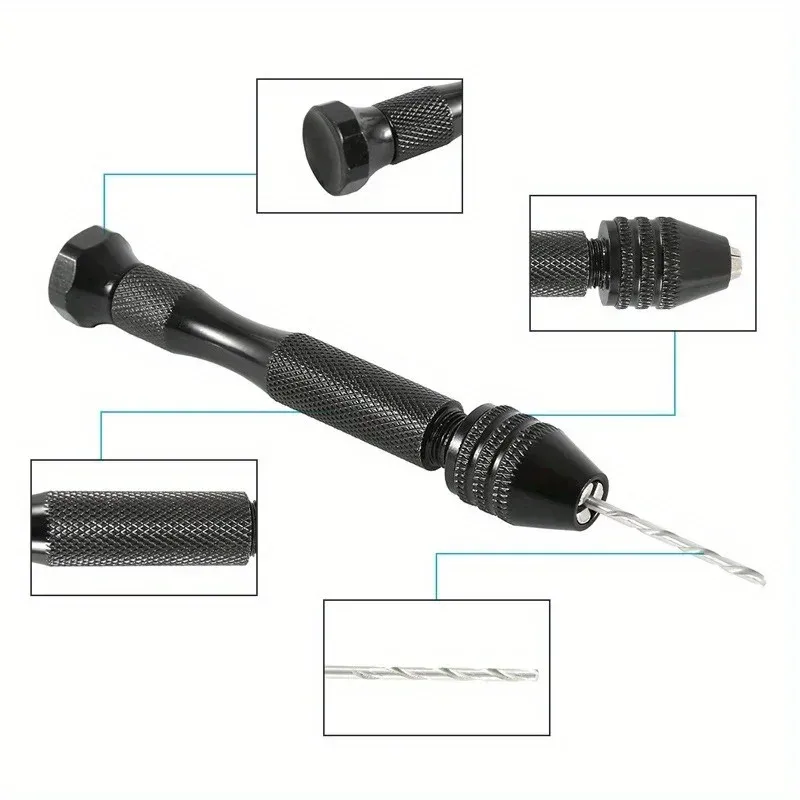 11Pcs/Set Twist Drill Punching Tool Set 0.3 - 3.4mm Black for Amber Diamond Bodhi Walnuts Manual Crafting