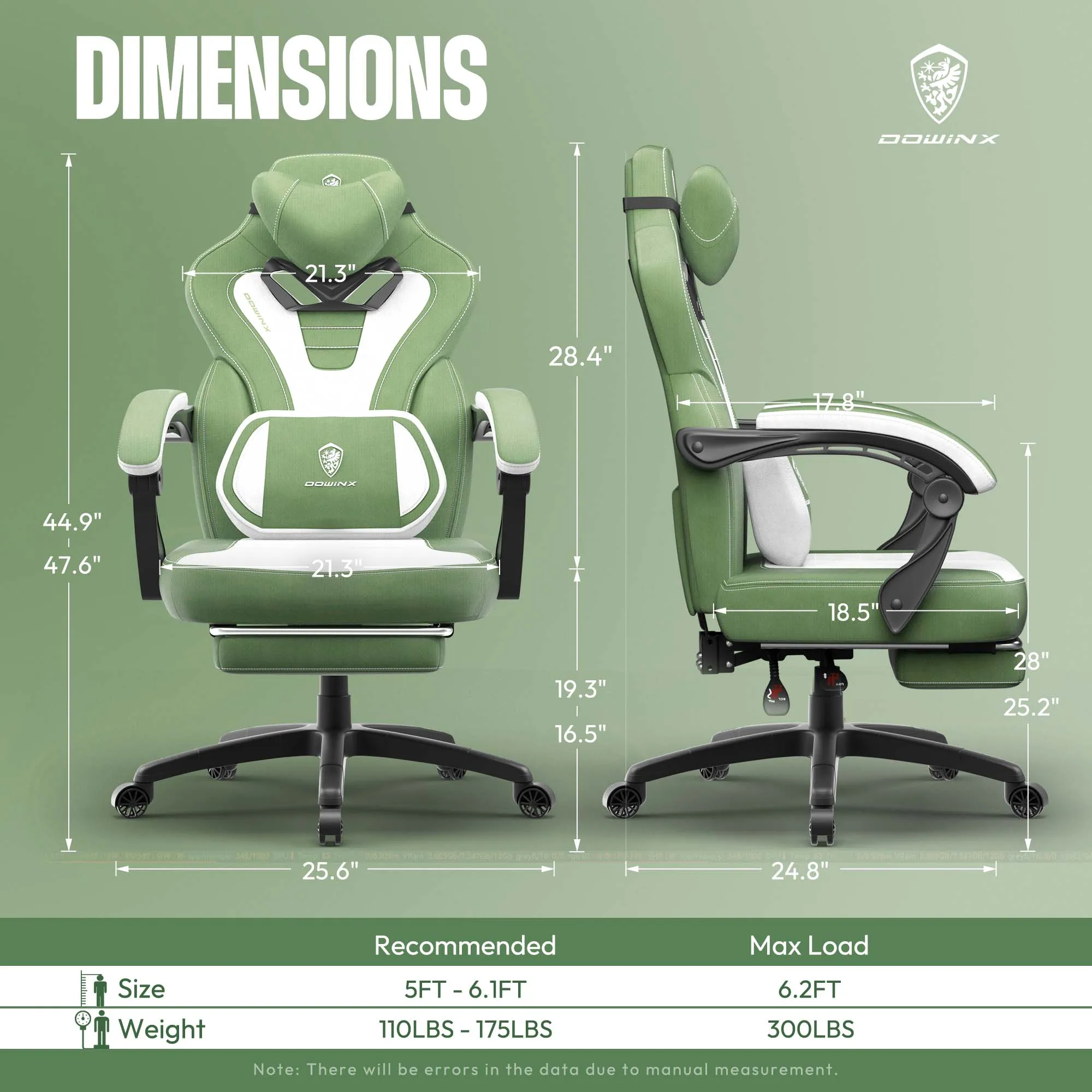 Dowinx Fabric Gaming Chair with Footrest, Big and Tall Gaming Chair for Heavy People, Computer/PC Gamer Chair for Adult 6