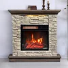 Wall Mantel Electric Fireplace with Remote Control, Smoky Gray Stone 5