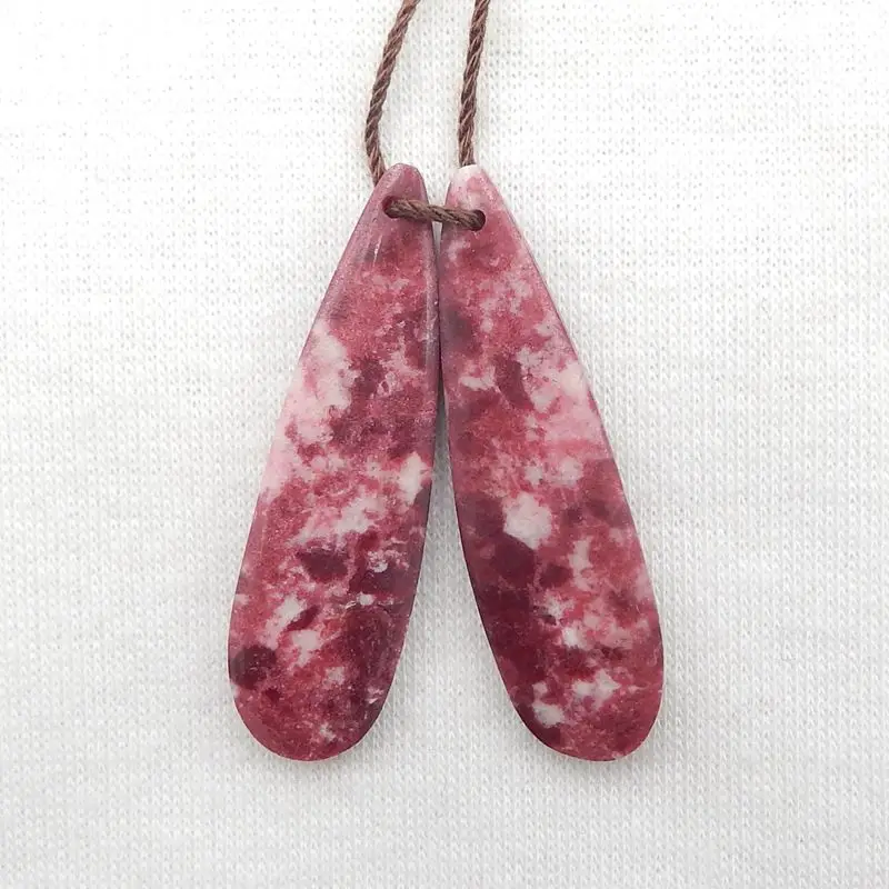 Semiprecious Natural Stone Norwegian Thulite Water Droplet Earring Bead 37x11x4mm 6g Fashion Jewelry Women Earrings Accessories