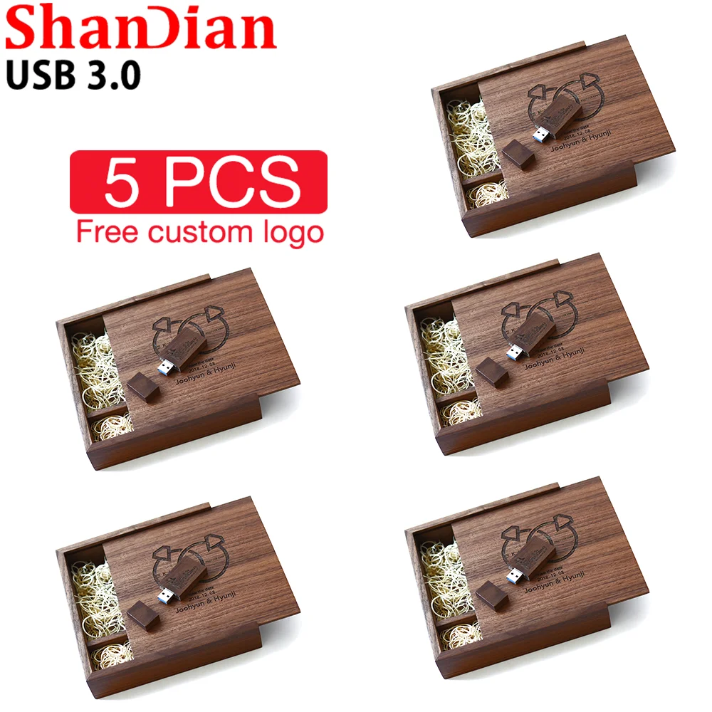 

5PCS/LOT Free Custom LOGO USB 3.0 Flash Drives Maple Photo Album with Box Pen Drive High Speed Memory Stick 64GB/32GB/16G U Disk