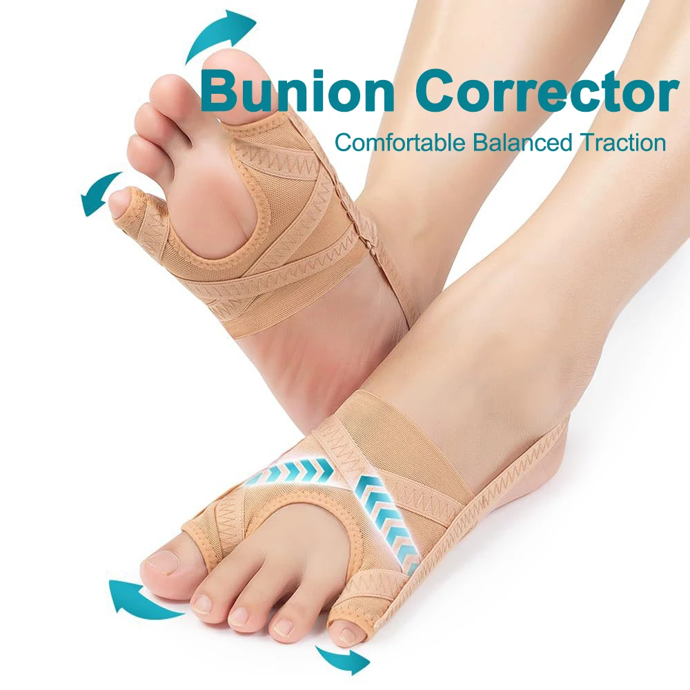 Fabric Bunion Corrector Toe Separator Adjustable Hallux Valgus Sleeve Spacer Toe Corrector Bunion Socks Running Foot Care A Pair