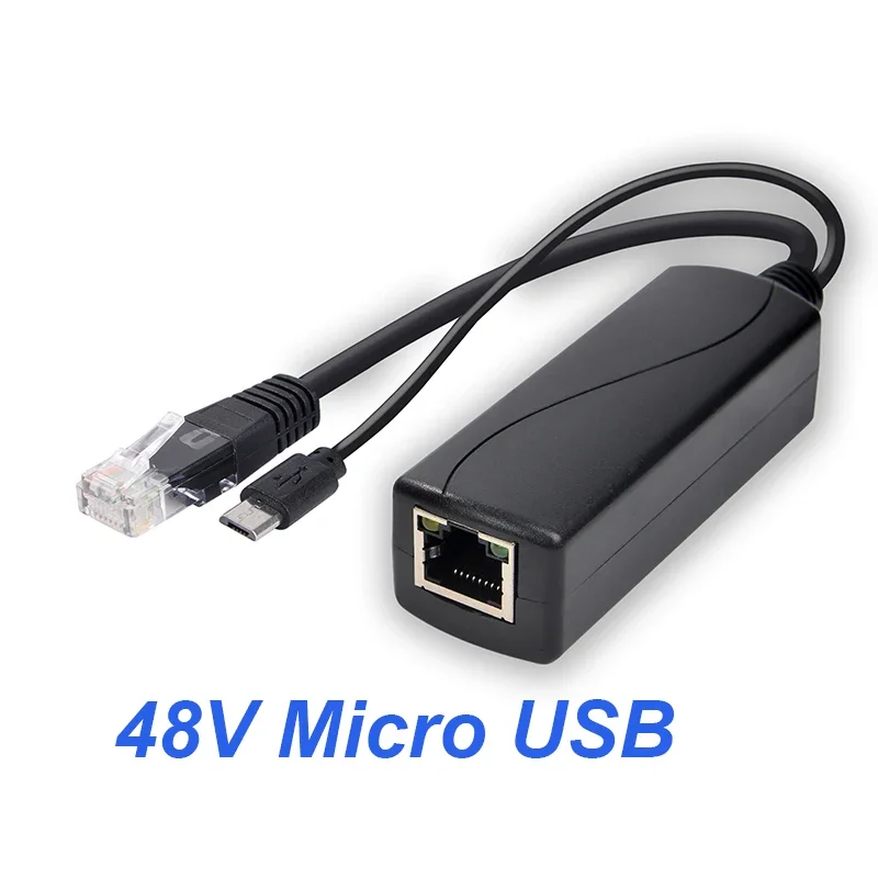 POE Power Supply Adapter 48V to 5V 12V For Huawei Hikvision Bobcat Raspberry Pi Micro USB Tpye-C BarrelJack