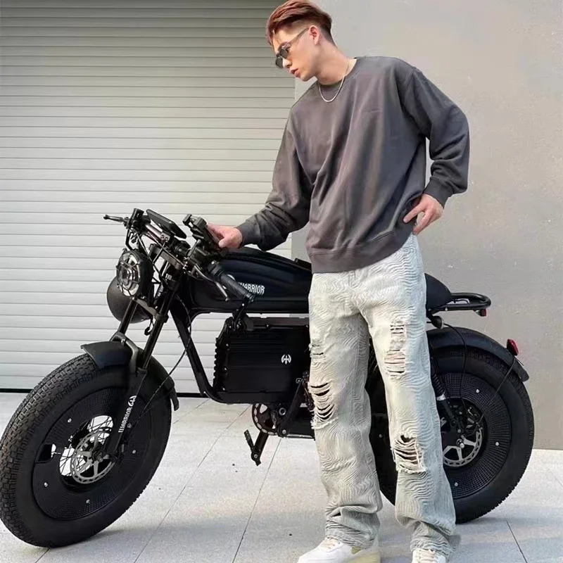 Zpw-大人用の黒い戦士電動自転車,オフロードバイク,ワイドタイヤ