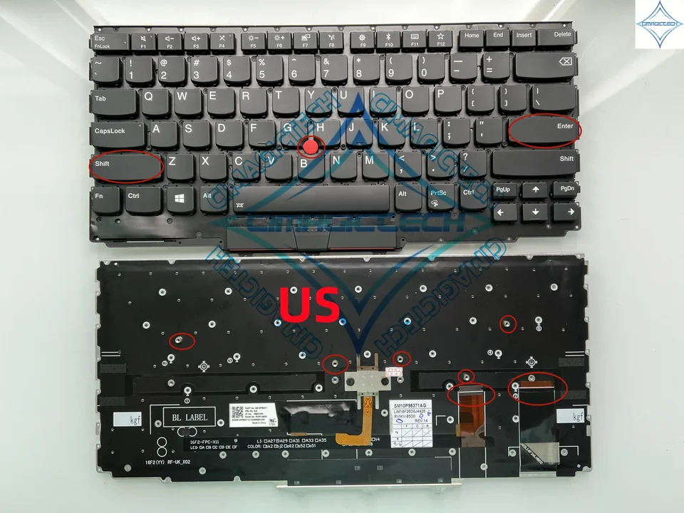 Clavier AZERTY Rétroéclairé Pour Lenovo ThinkPad X1 Yoga 2nd Gen – Noir – Occasion