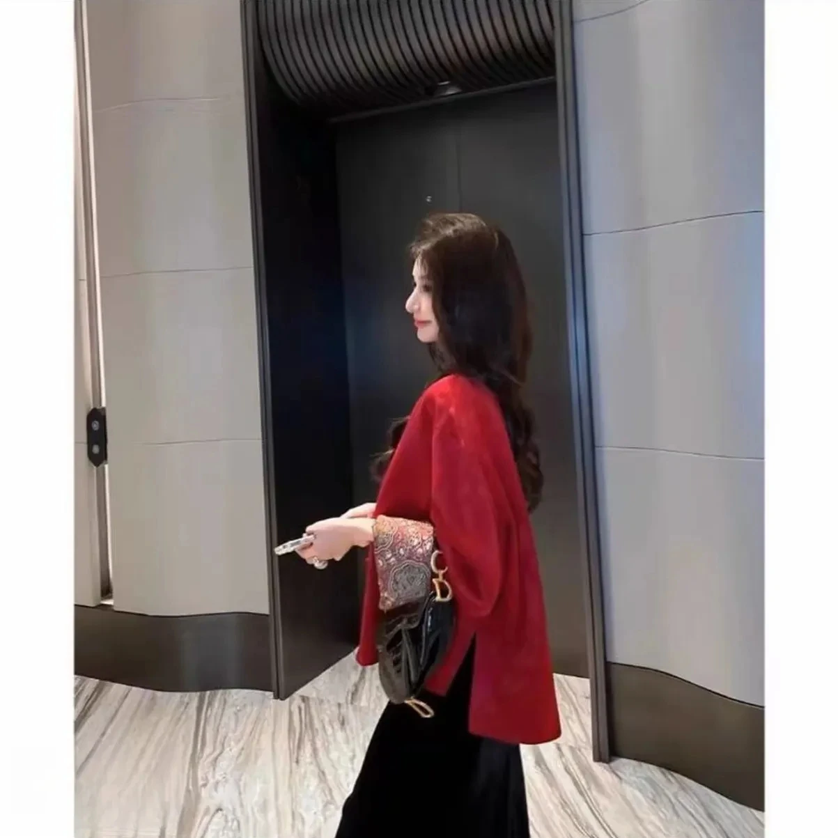 Red New Chinese style Women's 2025 New High end Tang style Coat with high-end buckle fashion